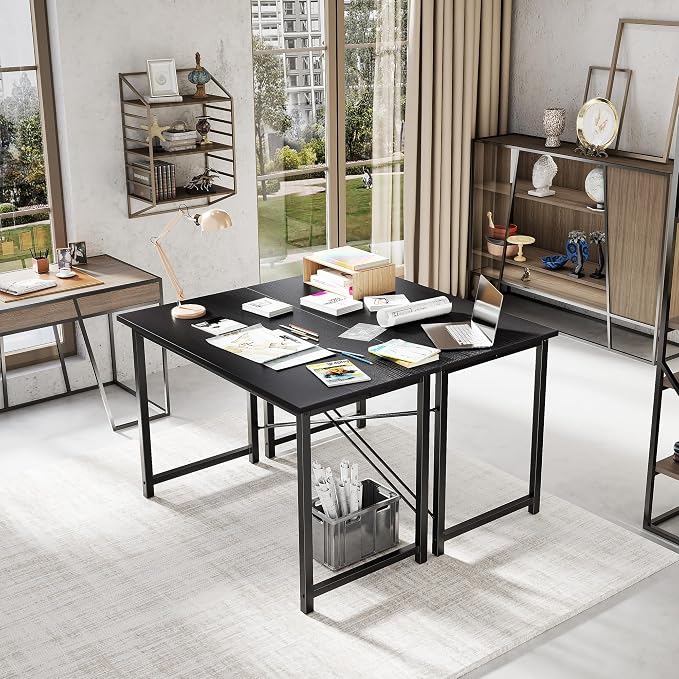 OLIXIS 47 Inch Computer Office Desk for Small Spaces, Writing Gaming Work Desk Modern Study Table with Storage Bag & Headphone Hook Home Bedroom, Black | Computer Writing Workstation, Strong Metal Frame, Small Spaces Home Bedroom Dorm, Black - Image 4