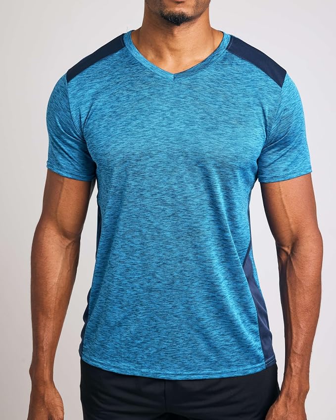 5 Pack Men's Dry Fit V Neck Gym Workout T Shirts Athletic Moisture Wicking | Cooling, Quick Dry, Breathable, Short Sleeve, Exercise, Cycling, Sports, Outdoor, Fitness, Golf, Crossfit, Hiking, Tennis - Image 3