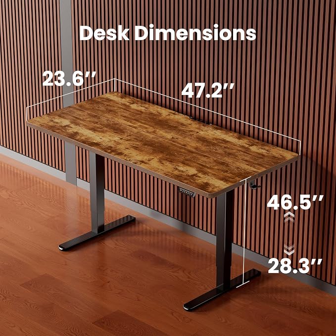 ErGear Height Adjustable Electric Standing Desk, 48 x 24 Inches Sit Stand up Desk, Memory Computer Home Office Desk, Vintage Brown - Image 3