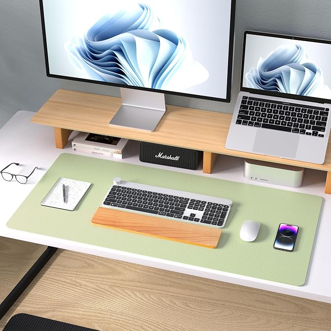 Aothia Leather Desk Pad Protector, Large Mouse Pad, Office Desk Mat, Non-Slip PU Leather Desk Blotter, Laptop Desk Pad, Waterproof Desk Writing Pad for Office and Home (Grass Green, 23.6" x 13.7") - Image 8