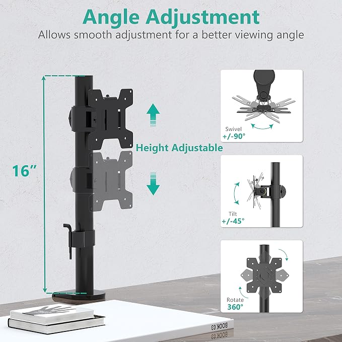 WALI Single Monitor Mount, Monitors Desk Mount, Single Monitor Arm Holds Screen Up to 32inch, 22lbs, Fully Adjustable Mount Designed for Home Office Application(M001S), Black - Image 3