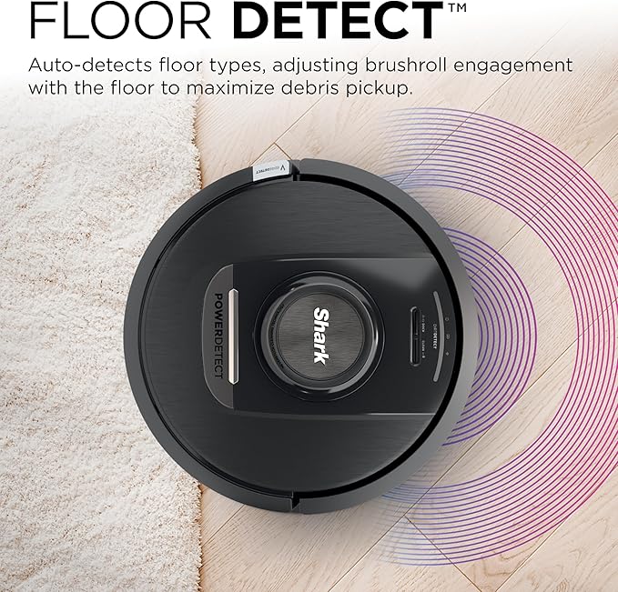 Shark PowerDetect Self-Empty Robot Vacuum with NeverStuck Technology, Auto Deep-Clean Carpets & Hardfloors, 30 Day Capacity HEPA Bagless Base, for Pet Hair, WiFi Black, AV2820S - Image 4