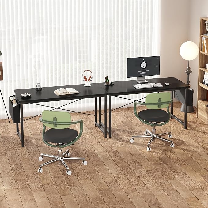 OLIXIS Computer Desk, 55 Inch Gaming Desks for Home Office Small Spaces | Writing Study Craft Work Table, Computer Workstation for Bedroom with Storage Bag, Black - Image 6