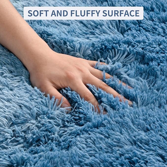Tepook Soft Fluffy Rugs for Bedroom, 4x6 Area Rug for Living Room, Modern Shaggy Room Rug for Kids Boys Girls, Plush Throw Rugs Indoor Nursery Home Decor Rug with Non-Slip Bottom, Gradient Navy Blue - Image 7