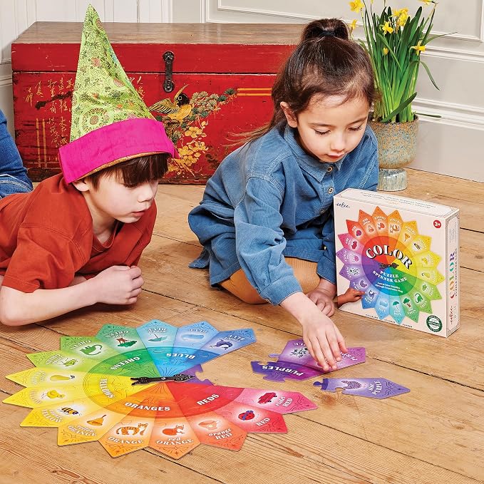 eeBoo: Color Puzzle Spinner Game - 24 Color Puzzle Pieces, Learn Color Families, Educational Cooperative Childrens Game, Kids Ages 3+, 1-3 Players - Image 4