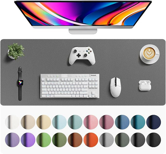 Aothia Faux Leather Desk Mat - Large Mouse Pad, Non-Slip PU Leather Blotter, Waterproof Writing Surface for Office and Home (Grey, 42" x 17") by AothiaSimpleNaturalUnique