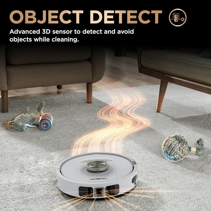 Shark PowerDetect NeverTouch Pro Robot Vacuum & Mop, White, AV2810ZEWH | 5 PowerDetect Technologies, NeverStuck, NeverTouch Pro Base (Self-Empty, Self-Refill, Pad Wash/Dry), 360° LiDAR + 3D Sensor - Image 9