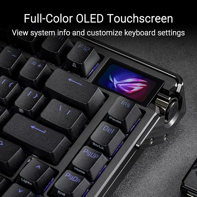 ASUS ROG Azoth Extreme Wireless Mechanical Gaming Keyboard – 75% TKL, ROG NX Storm Clicky Switches, PBT Keycaps, Aluminum Chassis, Carbon Fiber, Gasket Mount, Color OLED Screen, PC/Mac Support - Black - Image 6