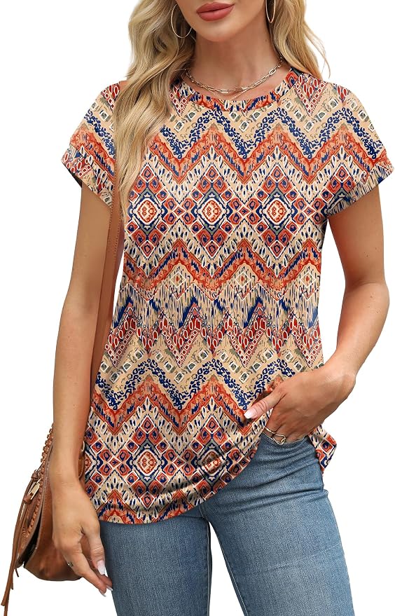 Alaroo Womens Summer Tops Short Sleeve Shirts Crew Neck Tshirt Cute Trendy Tunic Blouses (S-3XL) - Image 2
