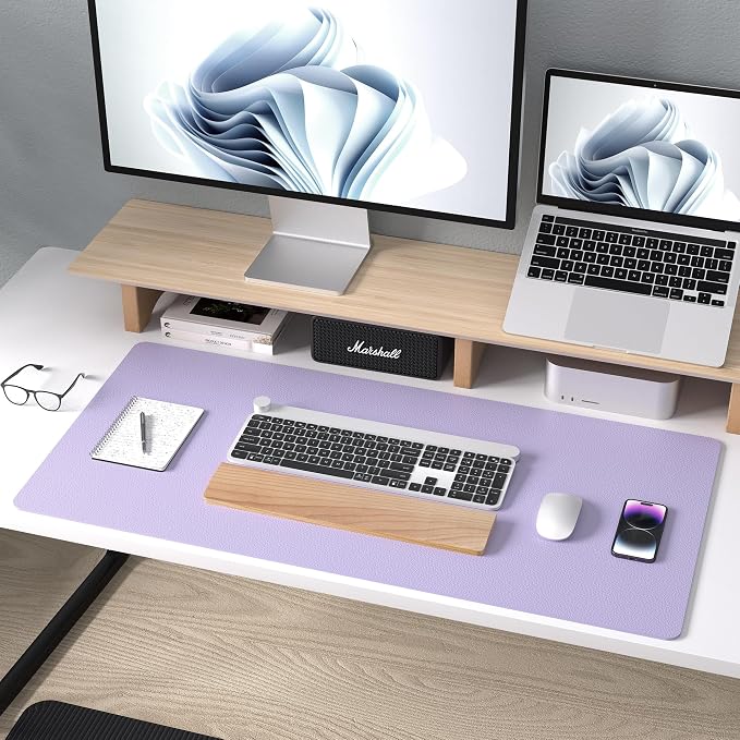 Aothia Leather Desk Pad - Protector and Blotter, Mouse Pad and Office Mat, Non-Slip PU Leather Laptop Desk Pad, Waterproof Writing Pad for Office and Home (36" x 17", Lavender) - Image 7