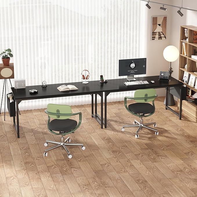 OLIXIS Computer Desk, 63 Inch Gaming Desks for Home Office Small Spaces | Writing Study Craft Work Table, Computer Workstation for Bedroom with Storage Bag, Black - Image 6