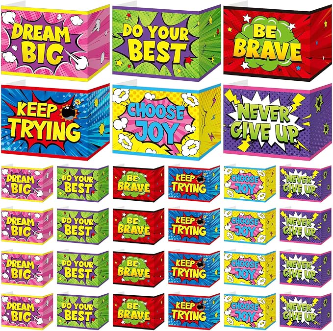 Affrolling 24 Pcs Inspirational Privacy Folders Bulk for Students Cardboard Privacy Boards Desk Divider Panel Waterproof Testing Divider for Classroom Back to School Study Supplies (Hero) by Affrolling