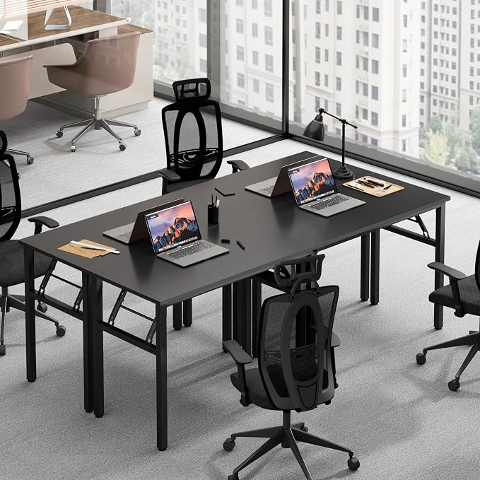 Need Office Computer Desk 35.8 Inch Sturdy Folding Laptop Table Black | Black Frame Writing Gaming Work Table/Foldable Home Office Desk/Sewing Table, No Assembly Required - Image 9