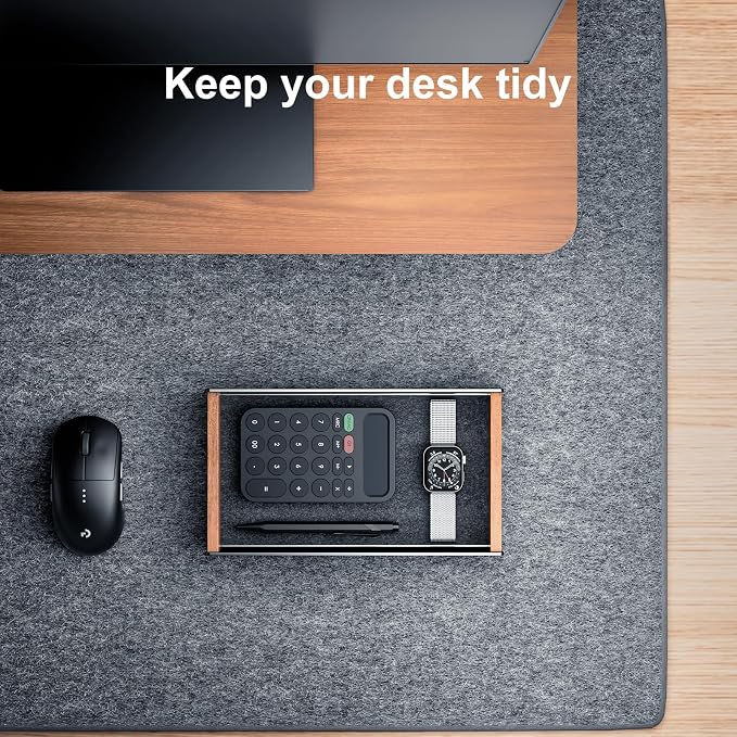 UPERGO Desk Tray Organizer Drawer for Home Office, Walnut Desk Organizer Tray for Keys, Pen, Watch - Image 3