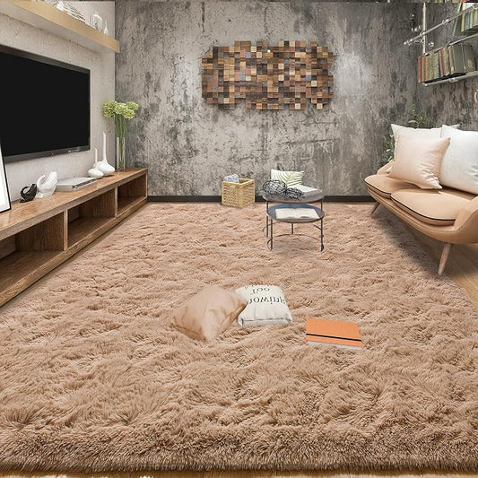 Tepook Super Soft Fluffy Rugs for Living Room, Shag 6x9 Area Rugs for Bedroom, Modern Shaggy Rug Fuzzy Carpets for Kids, Plush Indoor Nursery Home Decor Rug with Non-Slip Bottom, Beige by Tepook