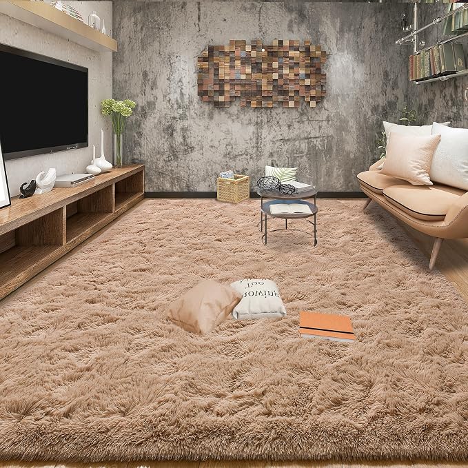 Tepook Area Rugs 10x14 for Living Room, Super Soft Fluffy Rugs for Bedroom, Modern Shaggy Rug Fuzzy Carpets for Kids, Plush Indoor Nursery Home Decor Rug with Non-Slip Bottom, Beige by Tepook