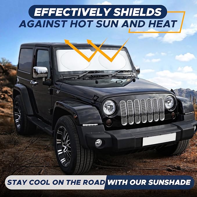 EcoNour Jeep Windshield Sunshade | Sun Visor for UV Rays & Heat Protection | Suitable for Wrangler, Gladiator | Jeep Accessories for Wrangler | X-Small - 60x21 Inches - Image 9