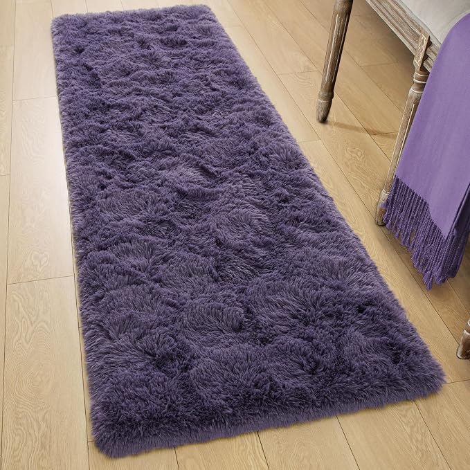 Tepook Soft Runner Rugs for Bedroom 2x6 ft with Rubber Backing, Purple Fluffy Rugs for Living Room, Shag Bedside Rug Fuzzy Plush Carpet for Room, Area Rug for Dorm Nursery Hallway Indoor Home Decor - Image 4