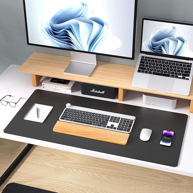 Aothia Leather Desk Pad Protector, Mouse Pad, Office Desk Mat, Non-Slip PU Leather Desk Blotter, Laptop Desk Pad, Waterproof Desk Writing Pad for Office and Home (Black,36" x 17") - Image 9