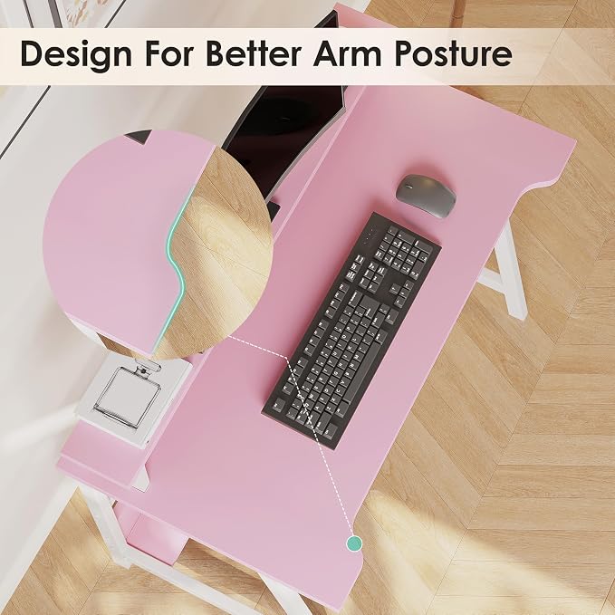 ALISENED 31.5 Inch Small Office Desk with Storage, Small Desk for Small Spaces, Compact Home Office Desk, Mini Study Desk for Bedroom, Pink - Image 6