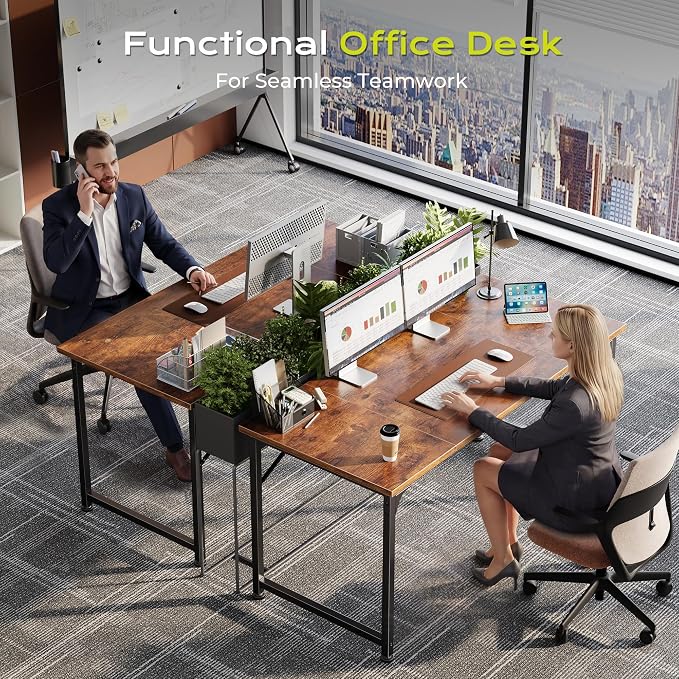 PRAISUN 47 Inch Computer Desk, Home Office Desk with Spacious Desktop, Rustic Brown - Image 7