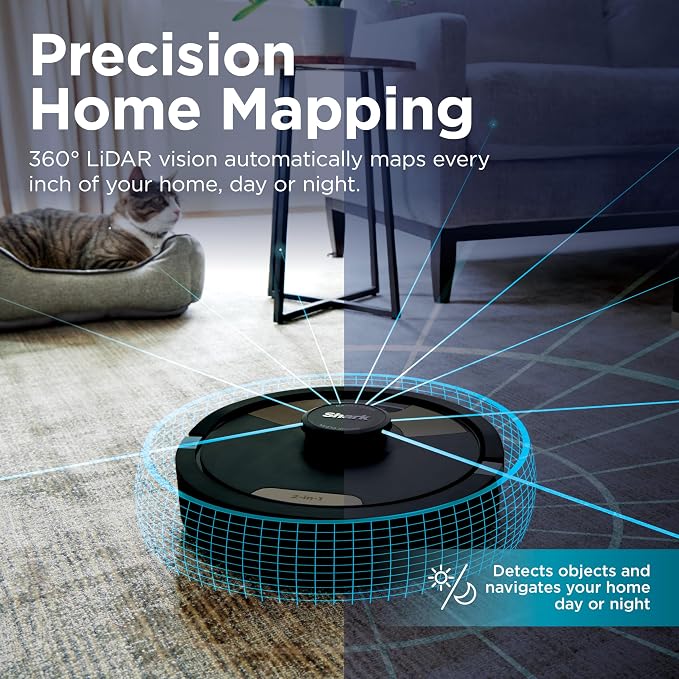SharkMatrix Plus 2-in-1 Robot Vacuum & Mop, Black/Brass, AV2610WA | Sonic Mopping, Matrix Clean, CleanEdge, HEPA 60-Day Self-Empty Base, 360° LiDAR Mapping, Self-Cleaning Brushroll, Wi-Fi - Image 8