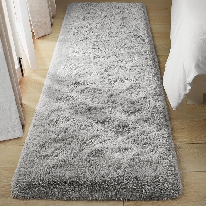 Tepook Soft Runner Rugs for Bedroom 2x6 ft with Rubber Backing, Grey Fluffy Rugs for Living Room, Shag Bedside Rug Fuzzy Plush Carpet for Room, Area Rug for Dorm Nursery Hallway Indoor Home Decor - Image 6