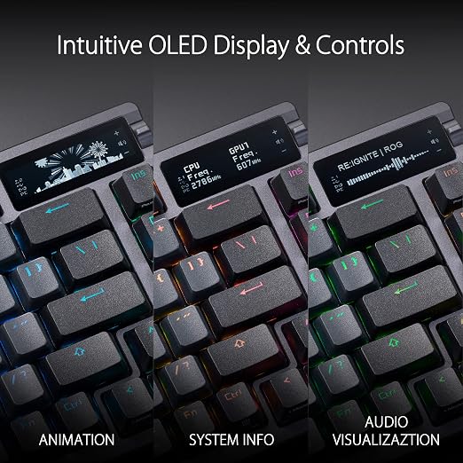 ASUS ROG Azoth Wireless Mechanical Gaming Keyboard – 75% TKL, Tri-Mode Connectivity, Hot Swappable Pre-lubed ROG NX Storm Clicky Switches, PBT Keycaps, RGB, OLED Display, PC/Mac Support - Black - Image 2
