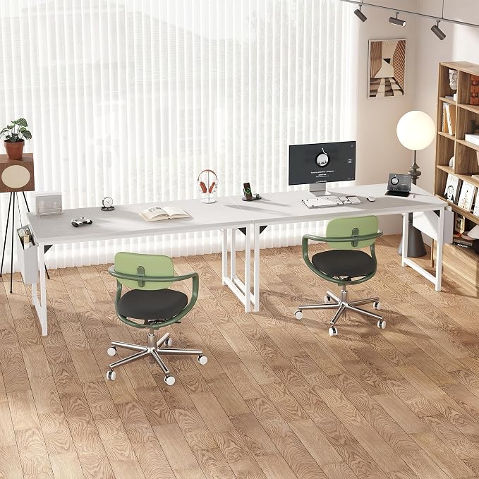 OLIXIS Computer Desk, 63 Inch Gaming Desks for Home Office Small Spaces | Writing Study Craft Work Table, Computer Workstation for Bedroom with Storage Bag, All White - Image 7