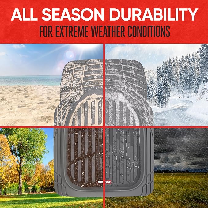 Motor Trend FlexTough Floor Mats for Cars, Gray Deep Dish All-Weather Mats, Waterproof Trim-To Fit Automotive Floor Mats for Trucks SUV, Universal Liner Car Accessories - Image 4