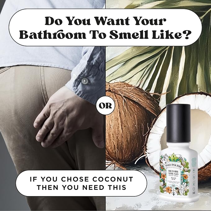 Poo-Pourri Before-You-Go Toilet Spray, Beach Bum, 2 Fl Oz, Up to 100 Uses, Bathroom Odor Deodorizer with Essential Oils for Home or Work, Travel Essentials, TSA Approved Size, Coconut, Orchid Scent - Image 8