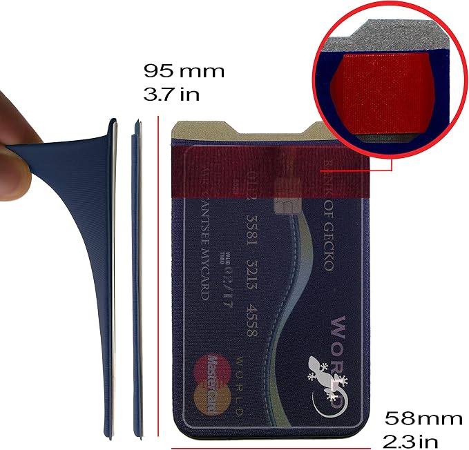 Phone Wallet - Adhesive Card Holder - Cell Phone Pouch - Stick on Lycra Pocket by Gecko - Carry Credit Cards and Cash - Image 8