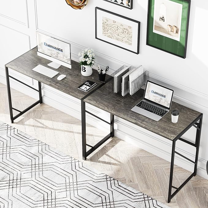 Elephance Folding Desk Writing Computer Desk for Home Office No-Assembly | Study Office Desk,Foldable Table for Small Spaces,39.4 Inch,Black Oak - Image 7