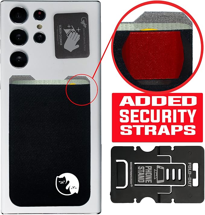 Phone Wallet - Adhesive Card Holder - Cell Phone Pouch - Stick on Lycra Pocket by Gecko - Carry Credit Cards and Cash - Image 4