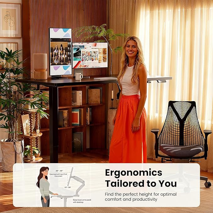 ErGear Height Adjustable Electric Standing Desk, 63 x 24 Inches Sit Stand up Desk, Memory Computer Home Office Desk, Black - Image 7