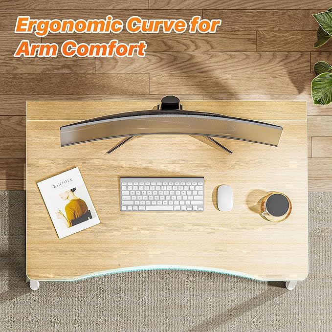Huuger Folding Desk for Small Spaces, 31.5 Inch Foldable Computer Table, Easy Assembly, for Home Office, Study, Bedroom, Dorm, Space Saving, Small Writing Work Office Computer Desk, Oak - Image 5