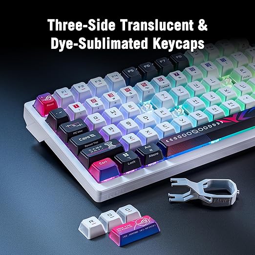 ASUS ROG Azoth X Wireless Mechanical Gaming Keyboard – 75% TKL, Tri-Mode Connectivity, Hot Swappable Pre-lubed ROG NX V2 Snow Linear Switches, South-Facing PCB, PBT Keycaps, PC/Mac Support - White - Image 2