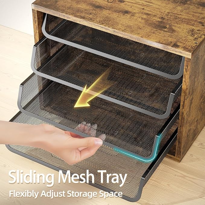 Simple Trending 4-Tier Desk File Organizer, Paper Organizer, Rustic Brown | Adjustable Letter Trays, Wood Desktop File Sorter, Farmhouse Style, for Office Home Classroom, 10.75"D x 15.2"W x 11.8"H - Image 4