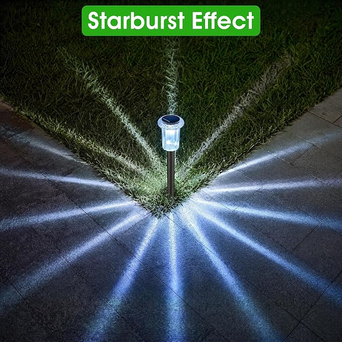 Eyrosa Solar Pathway Lights Outdoor Waterproof, 15 Pack Cool White Solar Garden Lights, Diamond-Cut Starlight Decor, Stake Lighting for Yard Path Walkway Driveway Patio Lawn Outside - Image 3