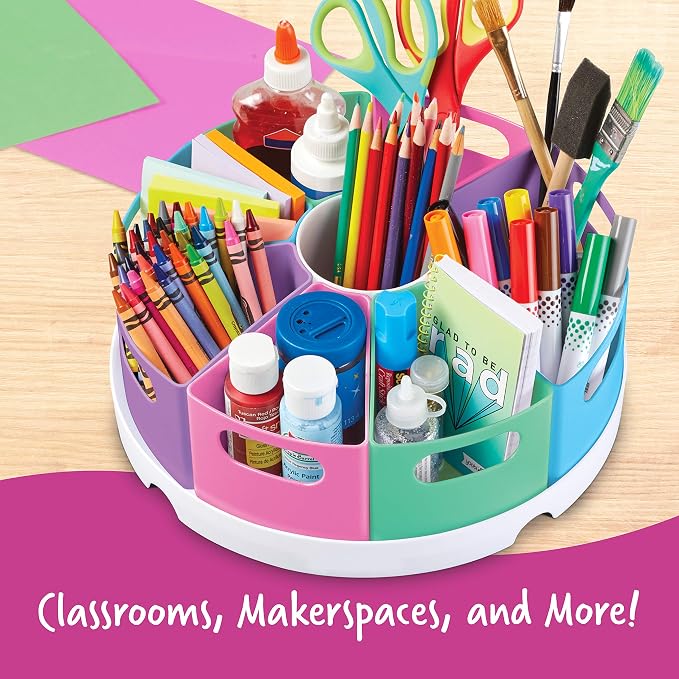 Learning Resources Create-a-Space Storage Center, Pastel | Rotating Caddy Organizer for Kids, Art Supply Organizers for Markers, Pens and Pencils, Classroom Table Caddy for Teachers - Image 5