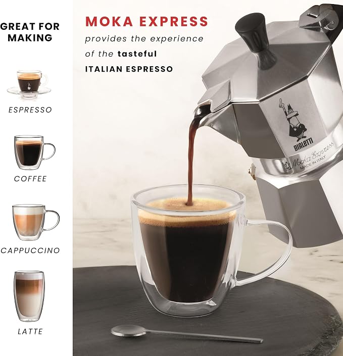 Bialetti - Moka Espress: Iconic Stovetop Espresso Maker, Makes Real Italian Coffee, Moka Pot 6 Cups (6 Oz), Aluminium, Silver - Image 9