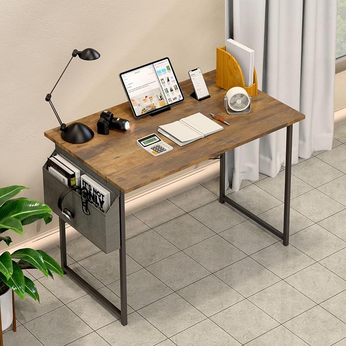YSSOA Computer Desk Home Office Work Study Writing Modern Simple Table with Headphone Hooks - Image 2