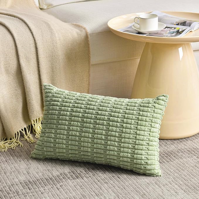 Fancy Homi 4 Packs Decorative Throw Pillow Covers for Living Room Couch Bed, Modern Farmhouse Boho Home Décor Accent Cushion Case, 20" x 12", Yellow Green Series - Image 2