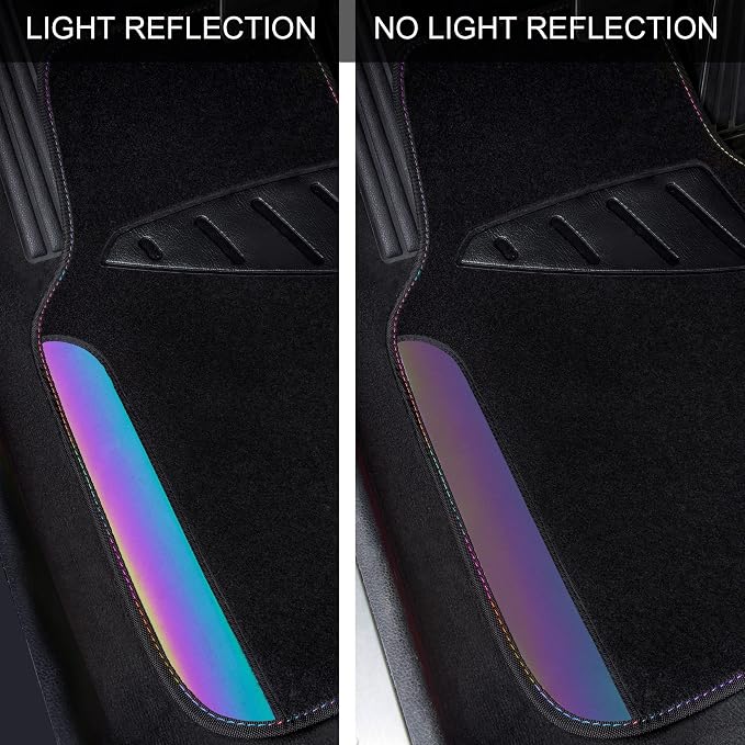 CAR PASS Chameleon Iridescent Reflective PU Leather&Waterproof Universal Carpet car Floor mats,Fit for 95% Suvs,Sedans,Vans,Trucks&Car Mat for Women(Reflective Color Change) - Image 4