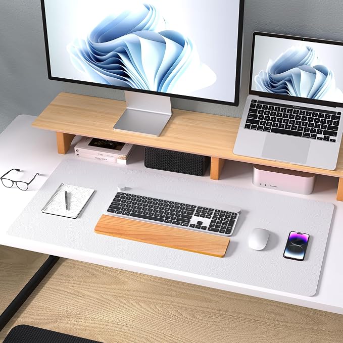 Aothia Large PU Leather Desk Pad Protector – Non-Slip Mouse Pad & Writing Mat for Office/Home, Waterproof, Easy to Clean (36" x 17", Pale Lavender White) - Image 8