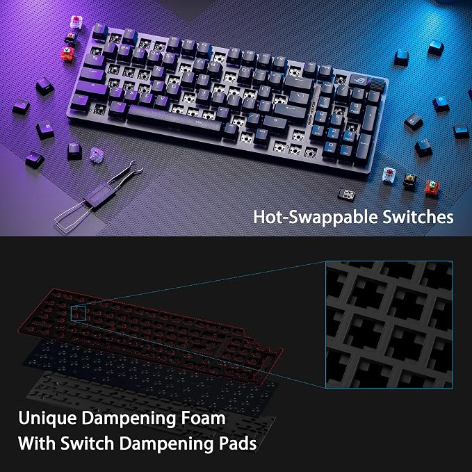 ASUS ROG Strix Scope II 96 Wireless Mechanical Gaming Keyboard – 96% Full-Size, Tri-Mode Connectivity, Hot Swappable Pre-lubed ROG NX Snow Linear Switches, PBT Keycaps, RGB, PC/Mac Support-Black - Image 4