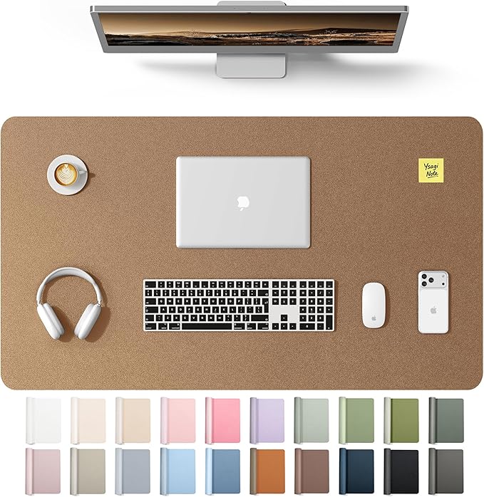 YSAGi Leather Desk Protector, Office Mat, Large Mouse Mat, Non-Slip PU Leather Blotter, Laptop Desk Mat, Waterproof Writing Pad for Office and Home(Shiny Bronze, 40" x 24") by YSAGi