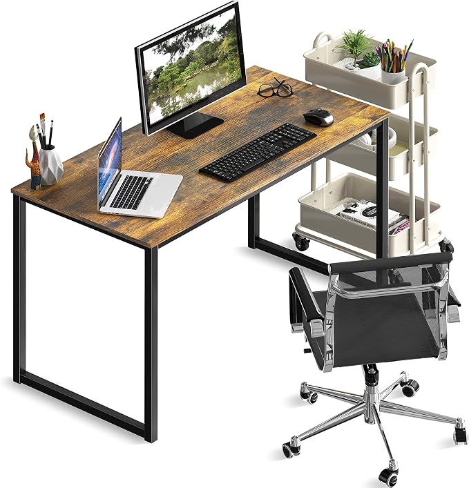 SHW Mission 40-Inch Home Office Computer Desk, Rustic Brown - Image 6