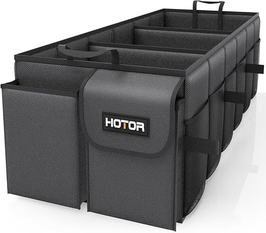 HOTOR Trunk Organizer for Car - Car Organizer, Foldable Trunk organizer for SUVs & Sedans, Sturdy Organization for Car Accessories, Tools, Sundries, Black, 3 Compartments, 31.9"×12.6"×10.6" by HOTOR