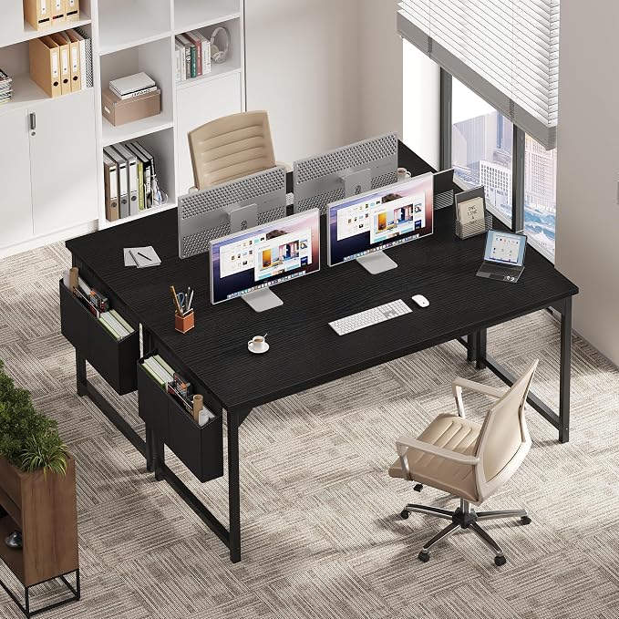 OLIXIS Computer Desk, 63 Inch Gaming Desks for Home Office Small Spaces | Writing Study Craft Work Table, Computer Workstation for Bedroom with Storage Bag, Black - Image 7